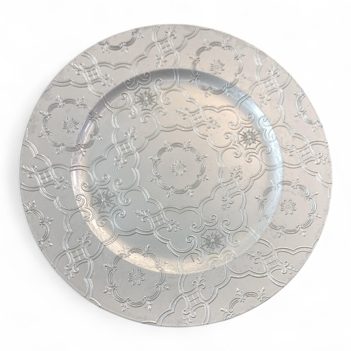 [180-7600041] PLATO BASE PLATEADO REDONDO 33CM.