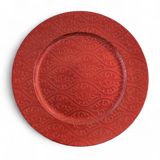 [180-7600039] PLATO BASE HOLIDAY TIME ROMBOS ROJO REDONDO