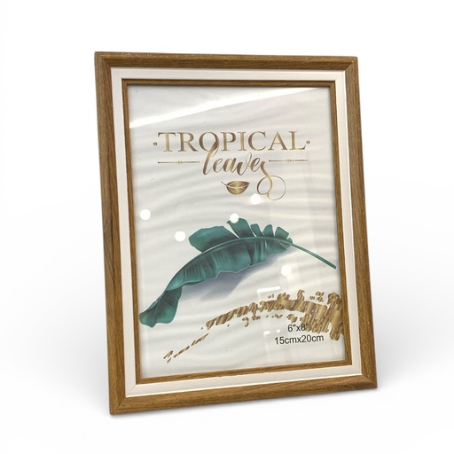 [CS16854] PORTA RETRATO MADERA CAFÉ BORDE BLANCO 15X20CM 6X8"