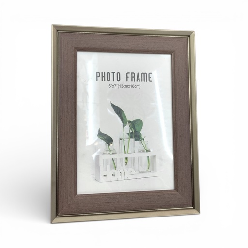 [ZHE744] PORTARETRATO MADERA BORDE PLATA 5X7