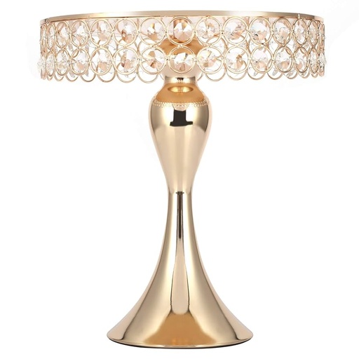 [ZHE134-03] PORTA TORTA CRISTALES DORADO 41X27CM