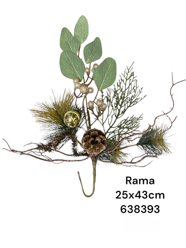 [8679811638393] RAMA PINO C/BOMBILLO Y BELLOTA 43CM
