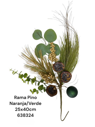 [8679811638324] RAMA PINO C/NARANJA Y BOLITA 40CM