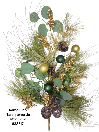 [8679811638317] RAMA PINO C/NARANJA Y BOLITAS 55CM