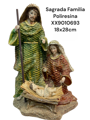 [XX9010693] SAGRADA FAMILIA RESINA TEXT. YUTE ROJO/VERDE 18X28CM