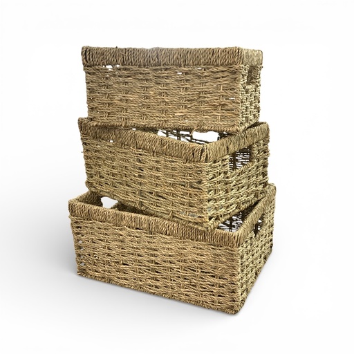 [S40118] SET DE 3 CANASTAS P:30X14X18CM, M:34X16X22CM, G:39X18X26CM