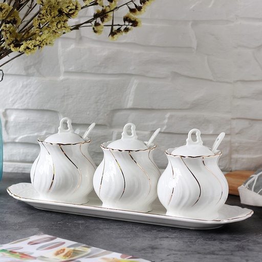 [CS18835] SET DE CONDIMENTEROS PORCELANA 10PZS. 36X12X10CM