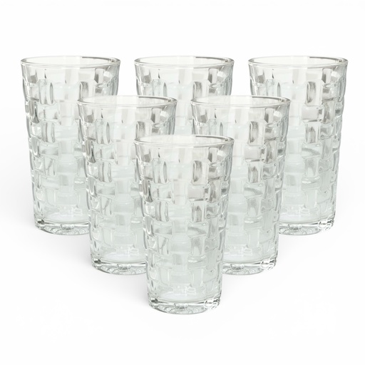 [CS13337] SET DE 6 VASOS DE CRISTAL DISEÑO TEJIDO 12CM