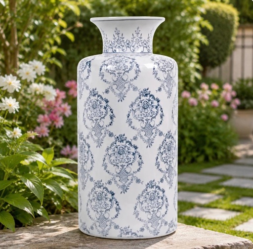[6981606485863] PT71-012 FLORERO CERAMICA CELESTE 18X41CM
