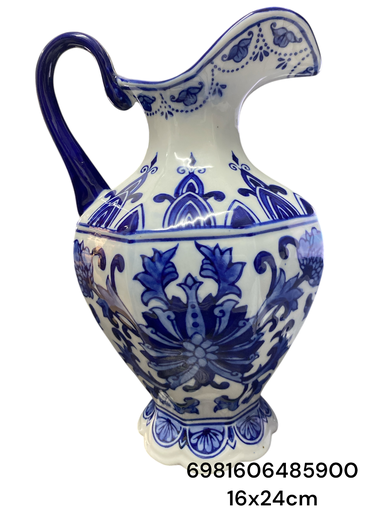 [6981606485900] PT71-016 JARRA PORCELANA AZUL 16X24CM