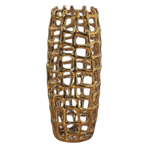 [442-61945] FLORERO CERAMICA DORADO 12X30CM