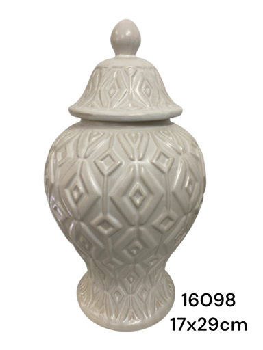 [16098] JARRON GINGER BLANCO MARFIL PEQUEÑO 17X29CM