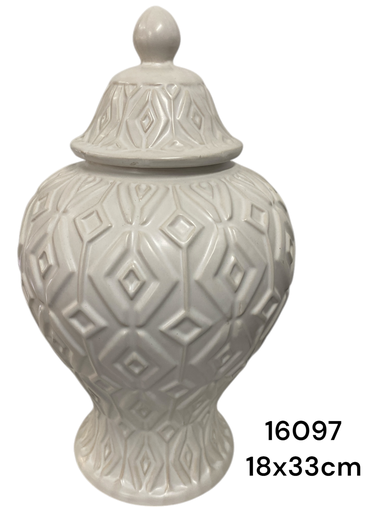 [16097] JARRON GINGER BLANCO MARFIL MEDIANO 18X33CM