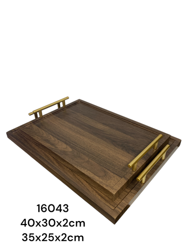 [16043] SETX2 BANDEJA MADERA 40X30X2CM 35X25X2CM