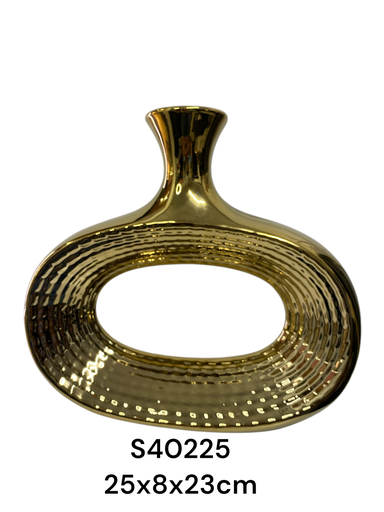 [2023126402259] S40225 FLORERO CERAMICA DORADO 25X8X23CM