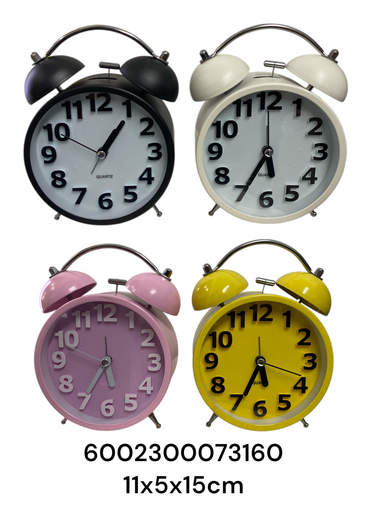 [6002300073160] SC7316 RELOJ DESPERTADOR SURT. METAL BAT. 11X5X15CM