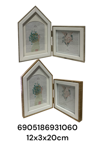 [6905186931060] SC16045 PORTA RETRATO DOBLE (8.9X12.7CM Y 10X10CM) 12X3X20CM