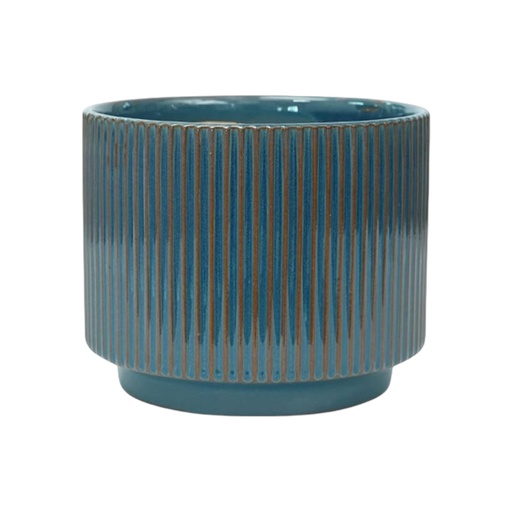 [6820246162430M] MACETA LINEAS TURQUESA CERAMICA MEDIANA 16X14CM SC16243M
