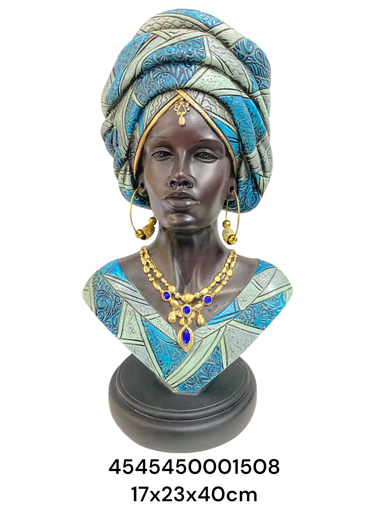 [4545450001508] CS8020510 AFRICANA BUSTO TURQUESA ZAUL 17X23X40CM