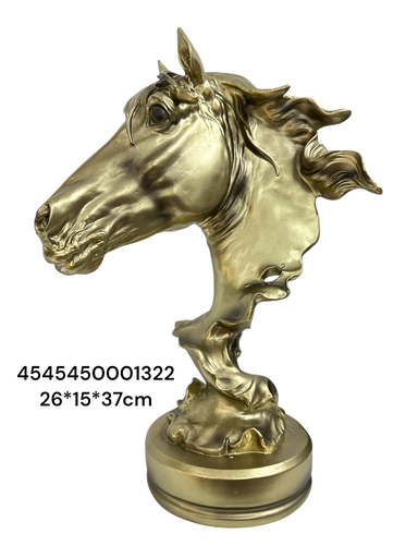 [4545450001322] CS8180026 CABALLO BUSTO DORADO 26X15X37CM