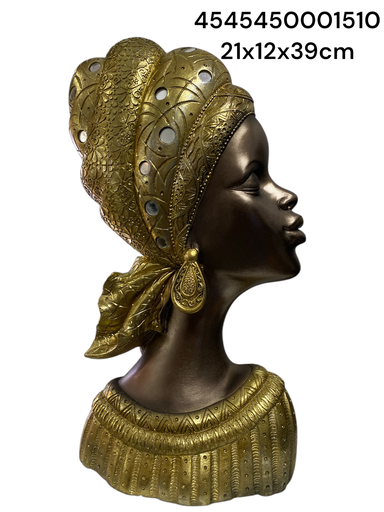 [4545450001510] CS8020512 AFRICANA BUSTO DORADO 21X12X39CM