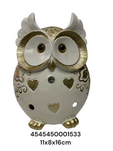 [4545450001533] CS8020535 BUHO BEIGE/DORADO 11X8X16CM