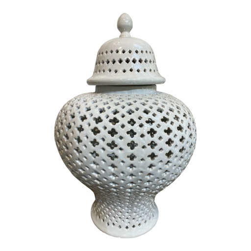 [2023126401580] JARRON GINGER BLANCO CALADO CERÁMICA 32X50CM S40158