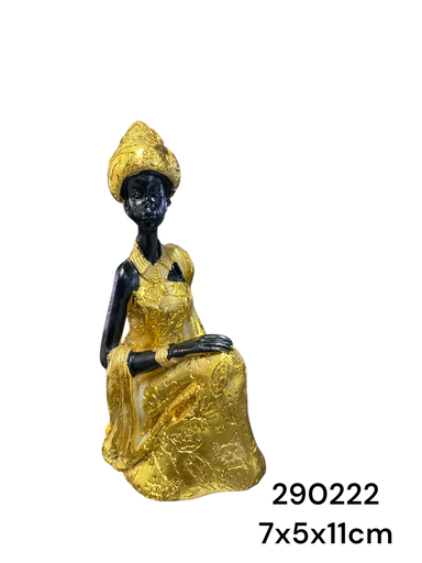 [290222] ES25934 AFRICANA RESINA DORADA 7X5X11CM