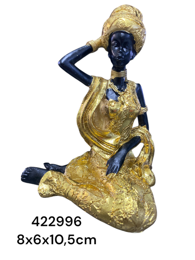 [422996] ES25933 AFRICANA RESINA DORADA 8X6X10.5CM