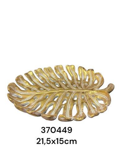 [370449] ES25310 HOJA POLYRESINA CENTRO MESA DORADO 21.5X15CM