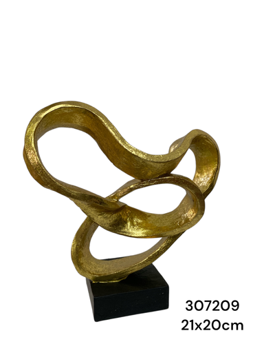 [307209] XL-170095 ADORNO ABSTRACTO DORADO RESINA 21X20CM