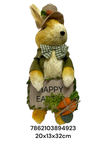 [7862103894923] CONEJO PASCUA CON LETRERO 20X13X32CM 23MDS6