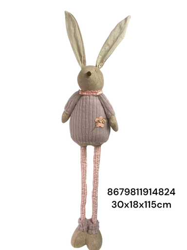 [8679811914824] CONEJO PASCUA ROSA A CUADROS PIERNAS LARGAS 30X18X115CM
