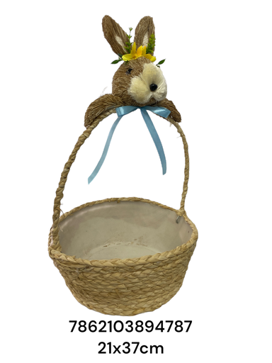 [7862103894787] SYT240033 CANASTA CONEJO PASCUA 21X37CM