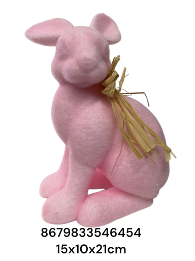 [8679833546454] CONEJO PASCUA ROSADO 15X10X21CM