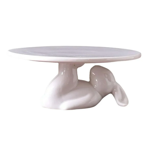 [15931] PORTA TORTA CERAMICA CONEJO PASCUA 29X8CM