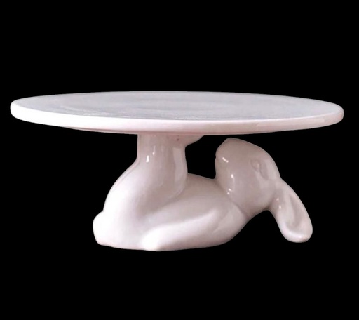 [15931] PORTA TORTA CERAMICA CONEJO PASCUA 29X8CM