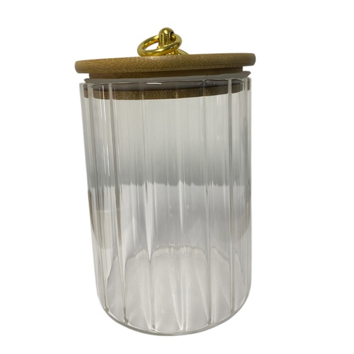 [202502020251200] ENVASE DE CRISTAL TAPA DE BAMBU HERMETICA 9X13CM