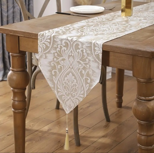 [T787659] CAMINO DE MESA DORADO/BEIGE 33X90CM