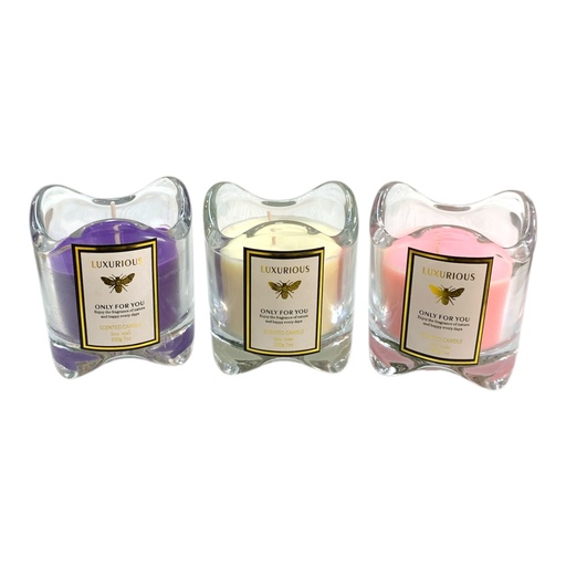 [6922040108697] VELA AROMATICA CON CANDELABRO DE VIDRIO 7X7.5CM