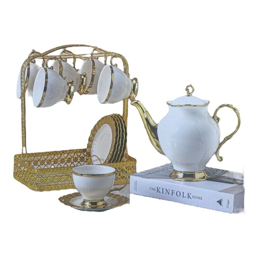[6900201161910] SET DE TETERA 14PZ. TAZA Y PLATOS. TETERA 1200ML (25.5X21CM), TAZA 230ML(12X7.5CM), PLATO(15CM)