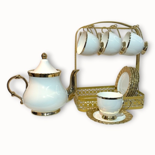 [6900201161927] SET DE TETERA 14PZ. TAZA Y PLATOS. TETERA 1200ML (25.5X21CM), TAZA 230ML(12X7.5CM), PLATO(15CM)