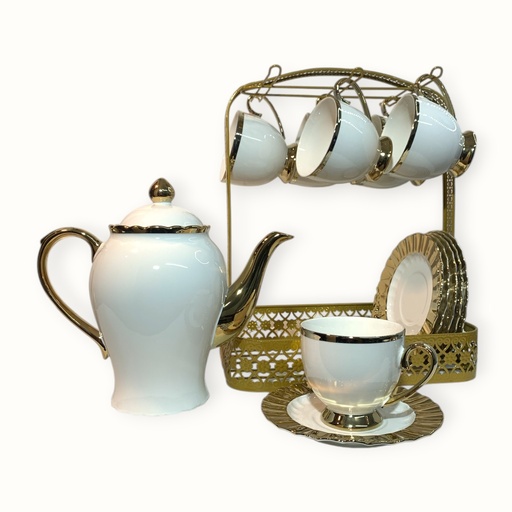 [6900201161903] SET DE TETERA 14PZ. TAZA Y PLATOS. TETERA 1200ML (25.5X21CM), TAZA 230ML(12X7.5CM), PLATO(15CM)