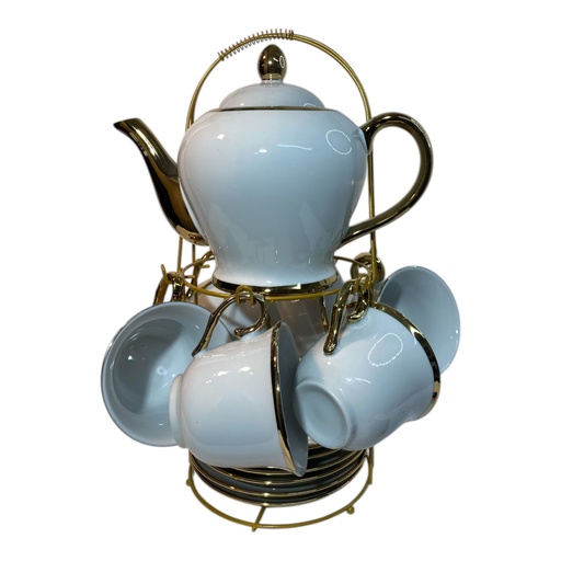 [6900201161958] SET DE TETERA CERAMICA 14PZ. TAZA 230ML(9X7.2CM), TETERA 1100ML(18X35CM), PLATAO 14X2CM 
