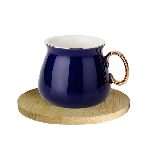 [7988800016984] SET DE 6 TAZAS CERAMICA 5.5X8.5CM C/PLATO BAMBU 11CM 