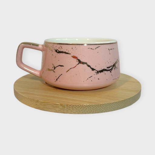 [7988800016960] SETX6 DE TAZA CERAM 8.5X4 CM C/PLATO BAMBU 11CM 