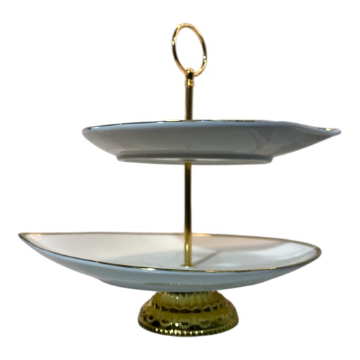 [202504020251284] PORTA BOCADITOS DE PORCELANA 2 PISOS 27X26CM