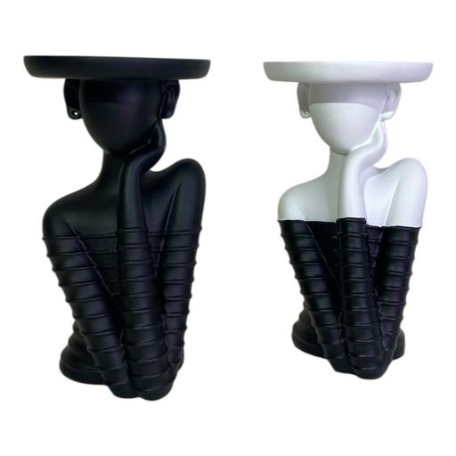 [6584599262482] CANDELABRO POLYRESINA ES26248 COLOR NEGRO Y BLANCO/NEGRO 8X14CM