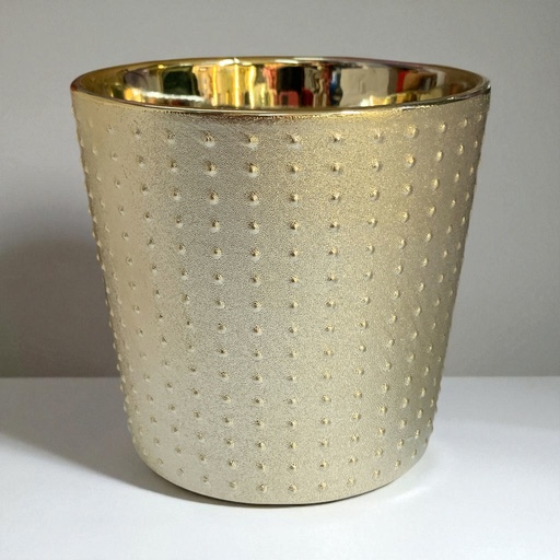 [18077-83] MACETA PUNTOS CHAMPAGNE 13*14CM