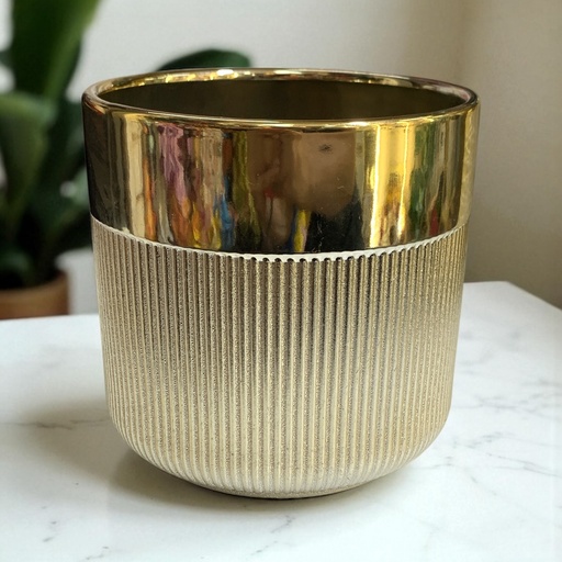 [18077-15] MACETA LINEAS CHAMPANE 13*13.5CM